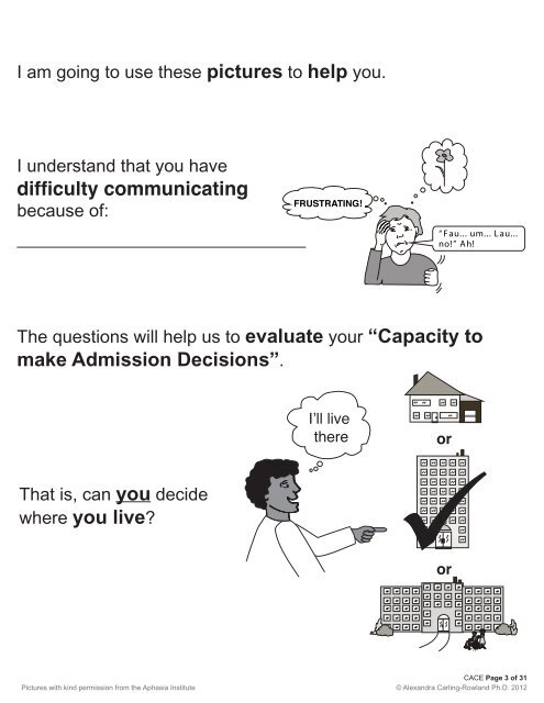 Communication Aid to Capacity Evaluation - CACE - Aphasia Institute
