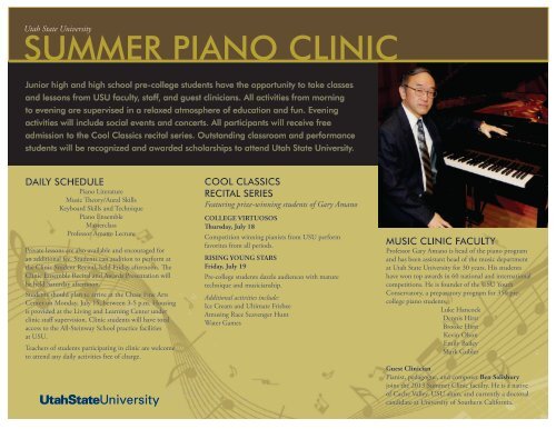 SUMMER PIANO CLINIC - Music Department - Utah State University