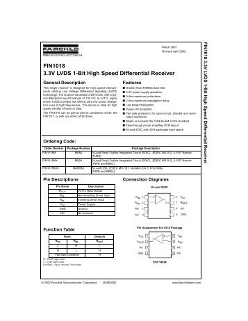 FIN1018 3.3V LVDS 1-Bit High Speed ... - Fairchild Semiconductor