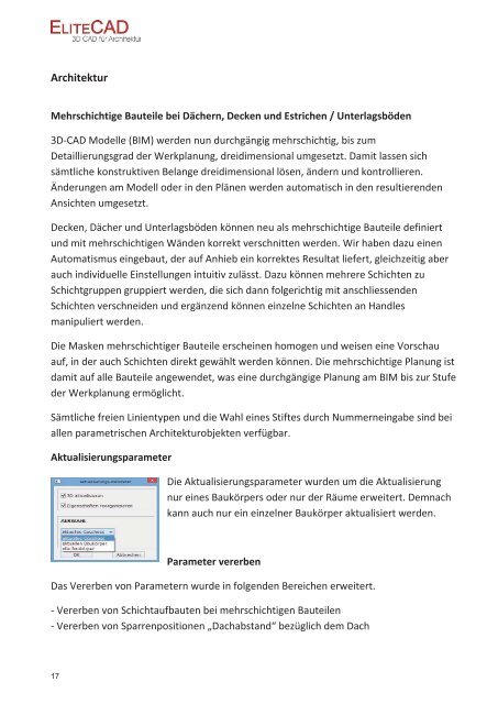 Infos zur neuen Version - EliteCAD