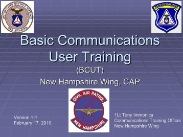 Basic Communications User Training - NH Wing of the Civil Air Patrol