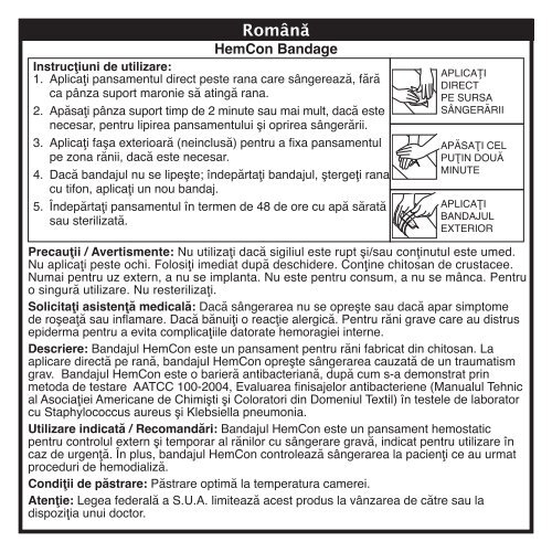 HemCon Bandage Multilingual Instructions for Use