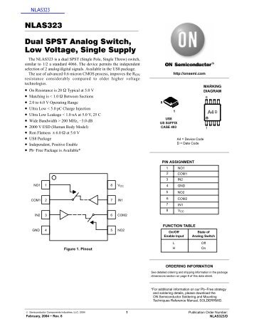 NLAS323 Dual SPST Analog Switch, Low Voltage, Single Supply