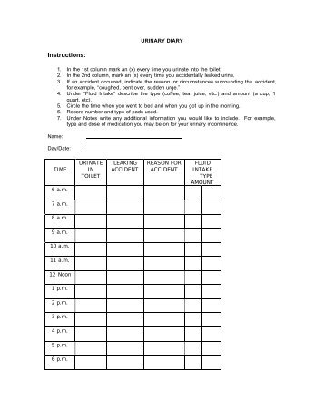 Urinary Diary - UCSF Medical Center