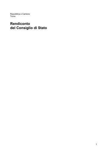 Rendiconto del Consiglio di Stato - Repubblica e Cantone Ticino
