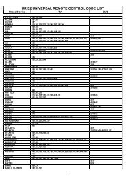 UR S2 UNIVERSAL REMOTE CONTROL CODE LIST