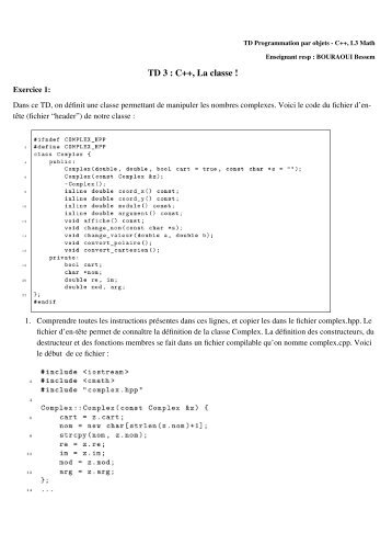 TD 3 C++ la classe.pdf - MIV
