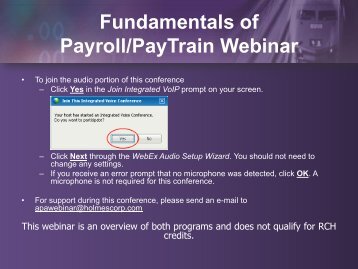 Fundamentals of Payroll/PayTrain Webinar - Courses Offered