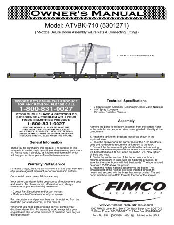 Owner's Manual - FIMCO Industries