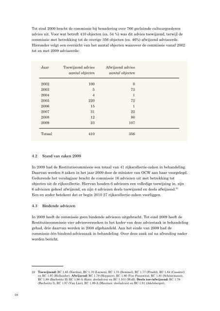 Verslag 2009 - Restitutiecommissie