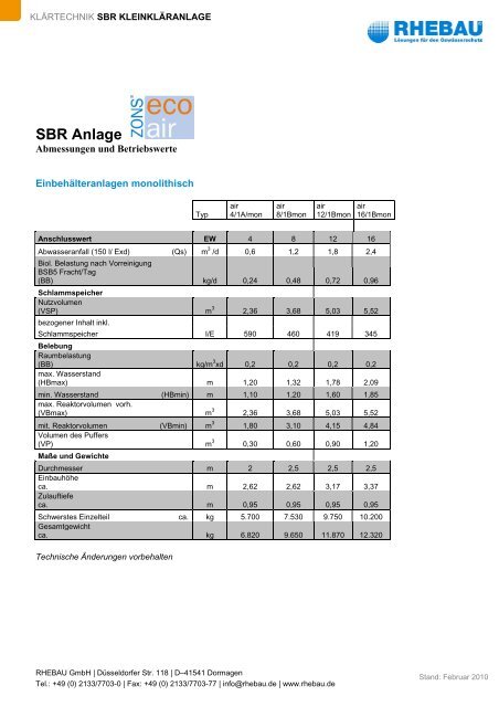 SBR Anlage - Rhebau GmbH