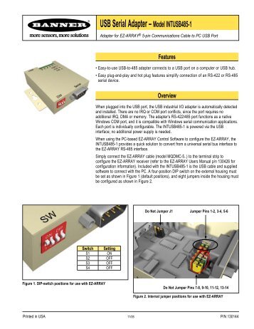 USB Serial Adapter – Model INTUSB485-1 - Banner Engineering