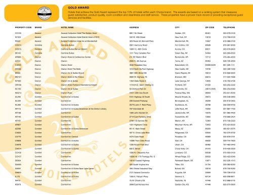 Gold Award Choice Hotels