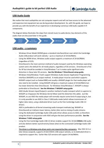 Audiophile's Guide To Bit Perfect USB Audio - Cambridge Audio