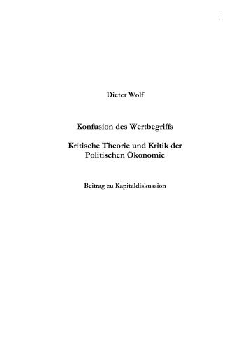 Konfusion-des-Wertbegriffs - Texte von Dieter Wolf