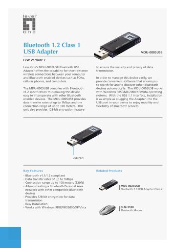 Bluetooth 1.2 Class 1 USB Adapter - Levelone