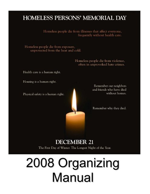 Organizing Manual National Homeless Persons' Memorial Day