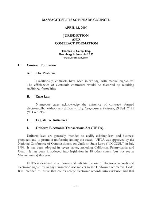 Jurisdiction and Contract Formation