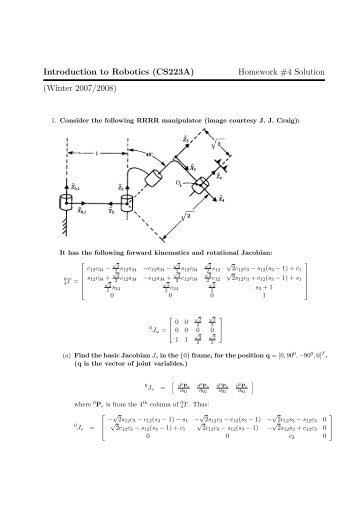 Introduction to Robotics (CS223A) Homework #4 Solution (Winter ...