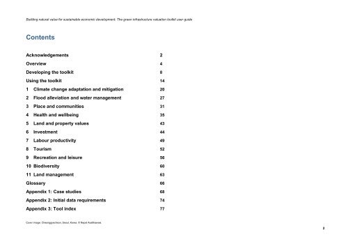 The green infrastructure valuation toolkit user guide