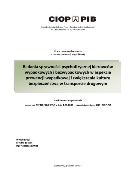 Badania sprawności psychofizycznej kierowców wypadkowych i ...