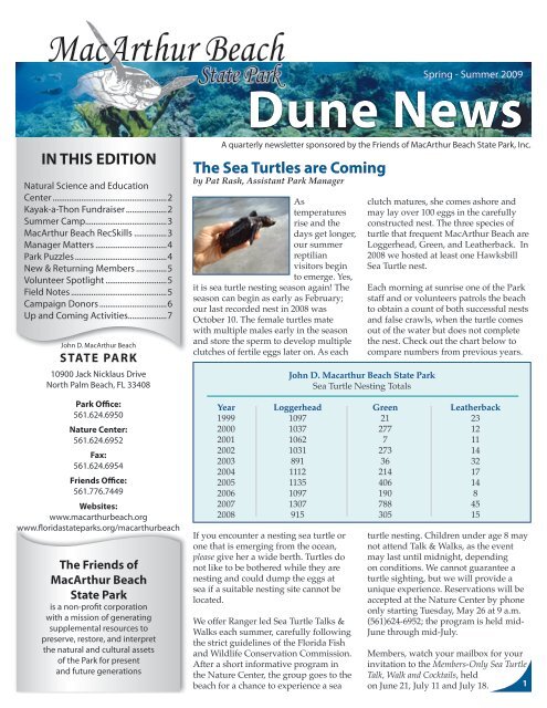 Dune News - John D. MacArthur Beach State Park