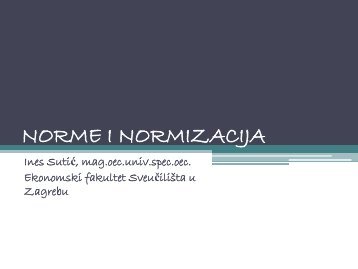 Uloga normizacije - Ekonomski Fakultet