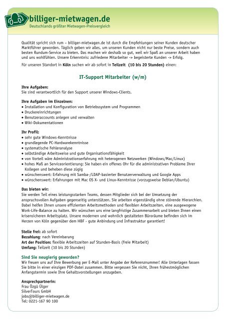 It Support Mitarbeiter W M Billiger Mietwagen De