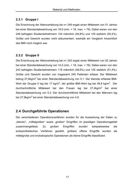 Untersuchung zum Management der ... - OPUS - Universität Würzburg