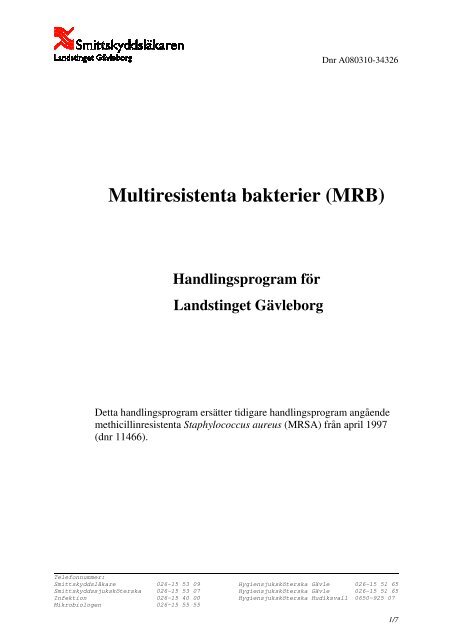 Multiresistenta bakterier (MRB) - Landstinget GÃ¤vleborg