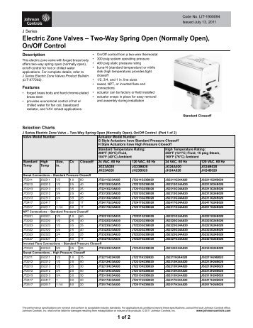 Electric Zone Valves - Johnson Controls - Johnson Controls Inc.