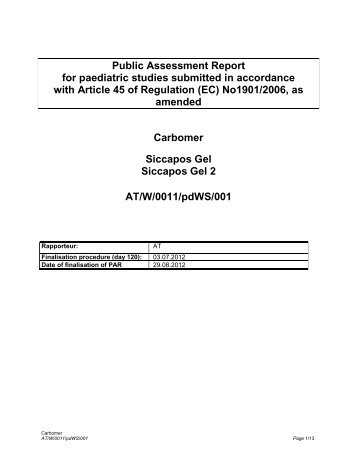 Public Assessment Report for paediatric studies submitted in ...