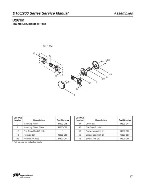 D100/200 Series Service Manual - Falcon Locks