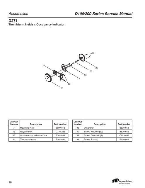 D100/200 Series Service Manual - Falcon Locks