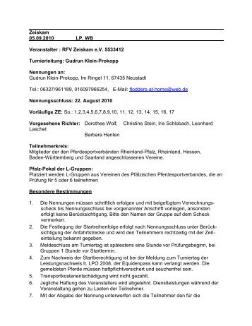 Zeiskam 05.09.2010 LP, WB Veranstalter : RFV Zeiskam e.V. - AGPV