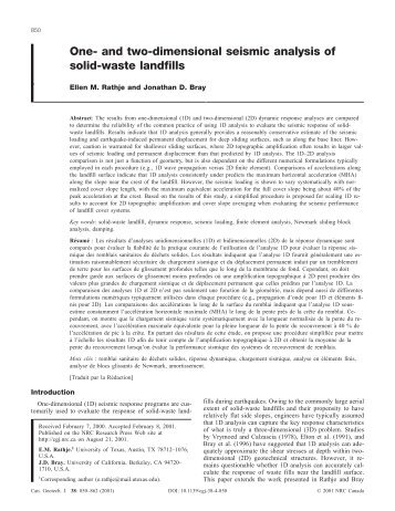 One- and two-dimensional seismic analysis of solid-waste landfills