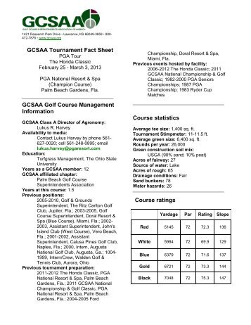 GCSAA Tournament Fact Sheet GCSAA Golf ... - PGA TOUR Media
