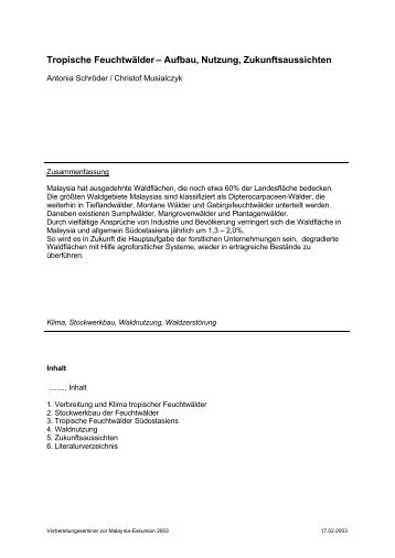 Tropische Feuchtwälder – Aufbau, Nutzung ... - Zentrum Holzwirtschaft