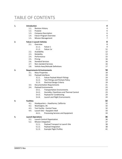 Falcon 1 User's Guide - Rev 7 - FOIA and eLibrary website! - Nasa