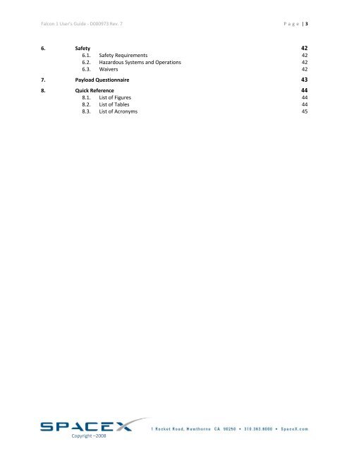 Falcon 1 User's Guide - Rev 7 - FOIA and eLibrary website! - Nasa