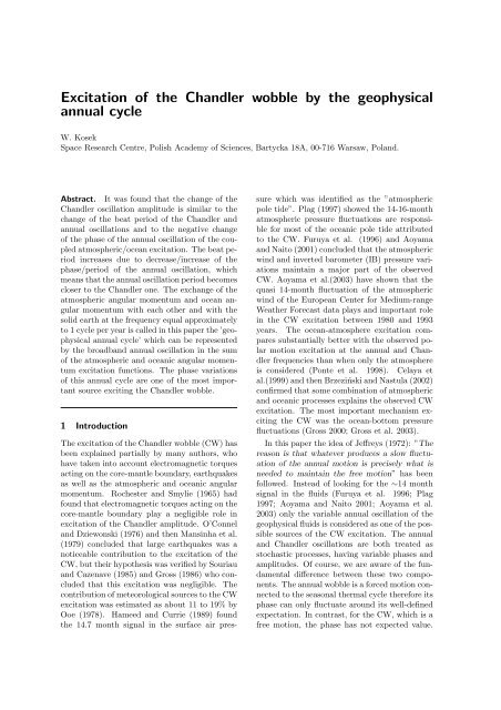 Excitation of the Chandler wobble by the geophysical annual cycle