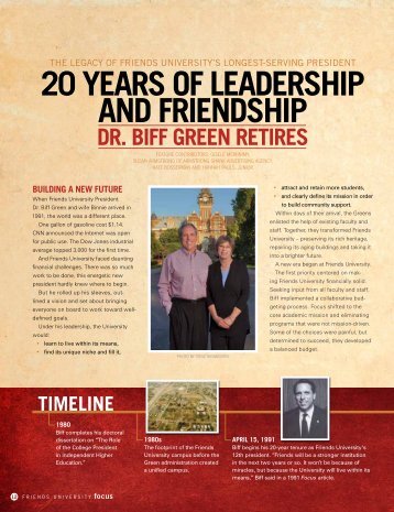 20 Years of Leadership and friendship dr. Biff ... - Friends University