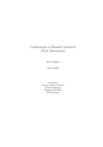 Combinatorics in Bounded Arithmetic (Ph.D. Dissertation)