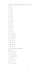 1. Solve the equation by using the property of square root: a. x2 = 1 ...