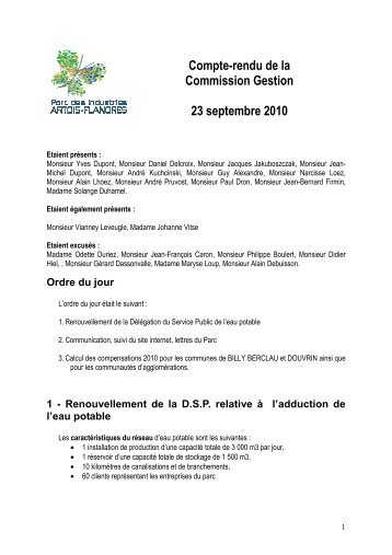 Compte-rendu de la Commission Gestion 23 septembre 2010