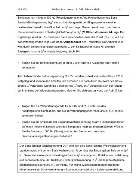 Versuch 3: DER TRANSISTOR