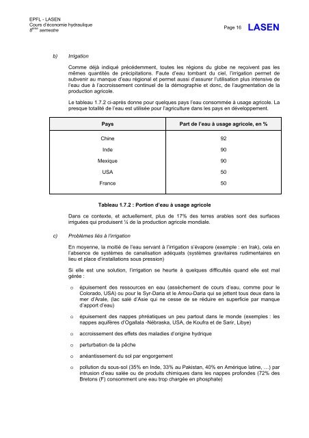 Cours Ãconomie hydraulique - EPFL