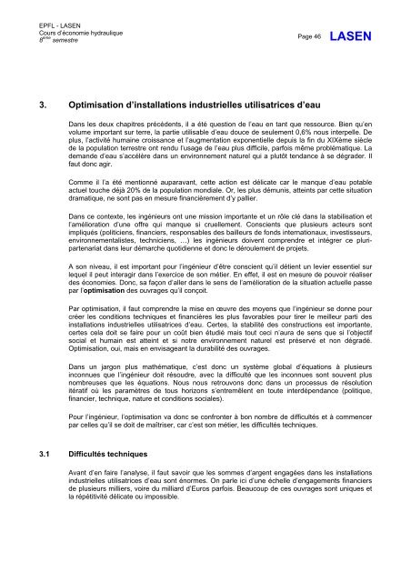 Cours Ãconomie hydraulique - EPFL