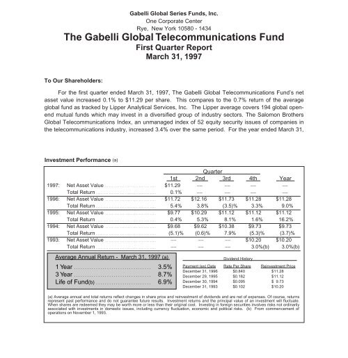 The Gabelli Global Telecommunications Fund