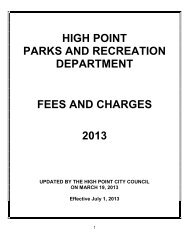 Fees and Charges - City of High Point